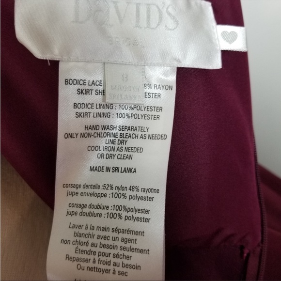 David’s Bridal One Shoulder Wine Bridesmaids Dress - Picture 3 of 5